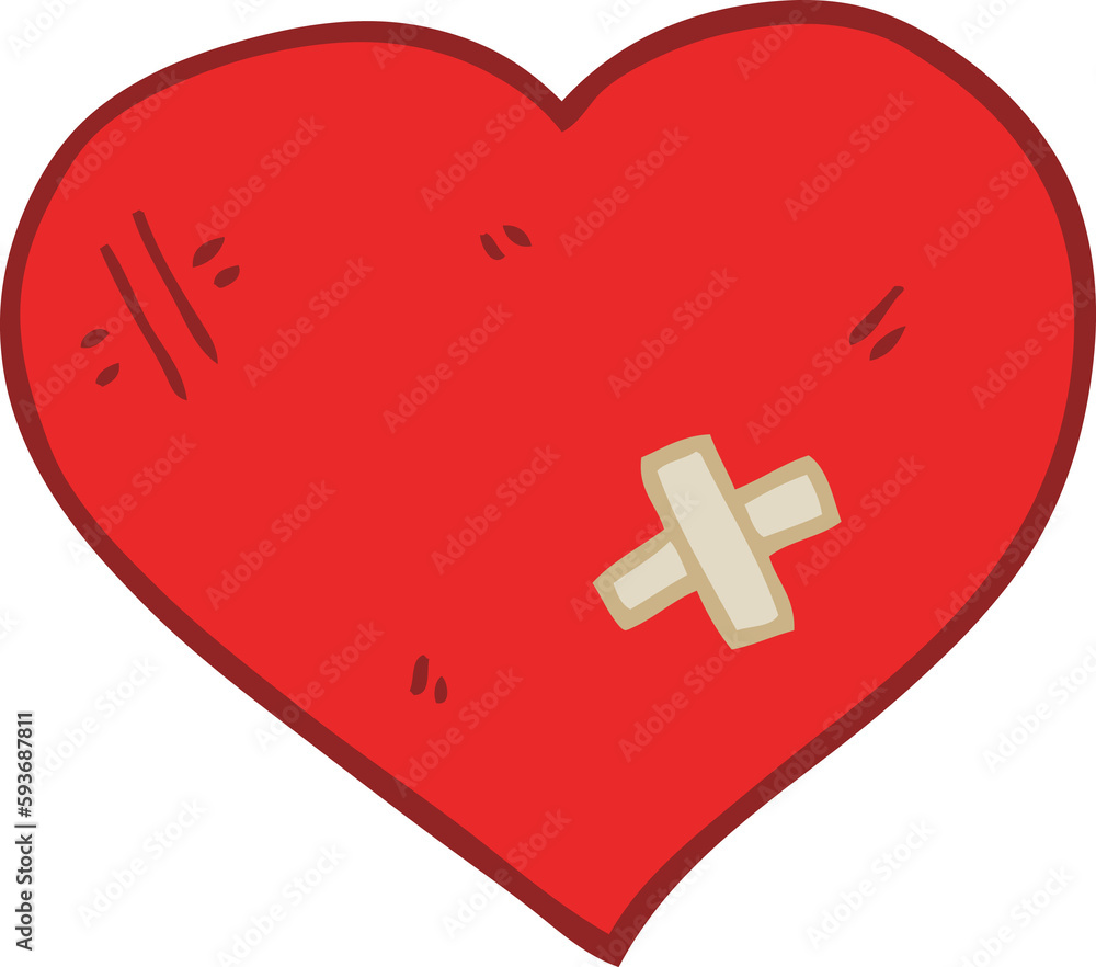 cartoon love heart with sticking plaster cartoon love heart with sticking plaster