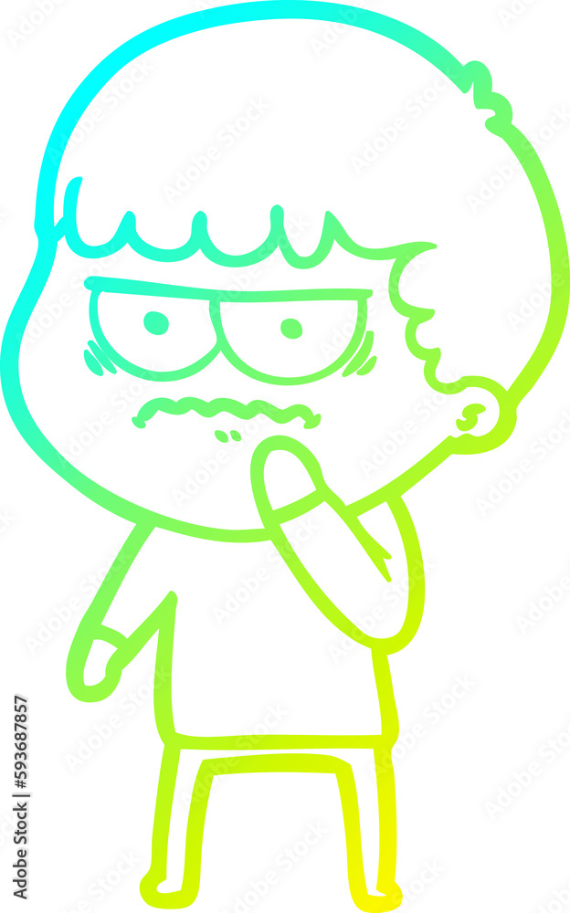cold gradient line drawing cartoon annoyed man cold gradient line drawing cartoon annoyed man