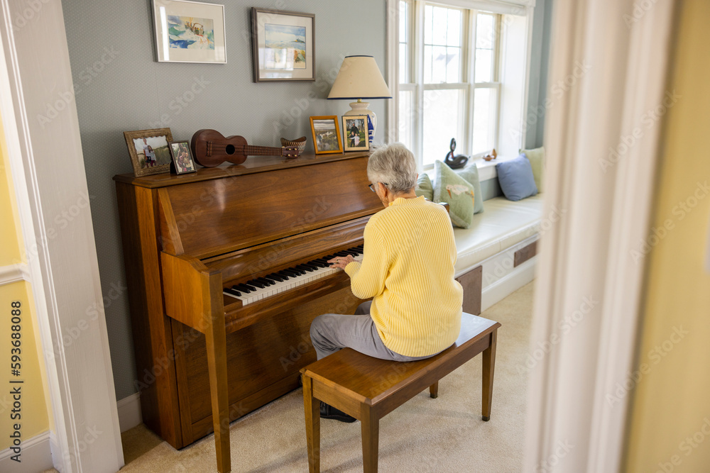 Wooden Piano lessons for senior citizen woman and husband Wooden Piano lessons for senior citizen woman and husband