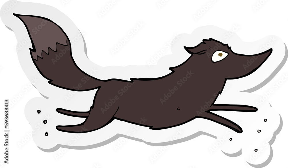 Obraz premium sticker of a cartoon wolf running