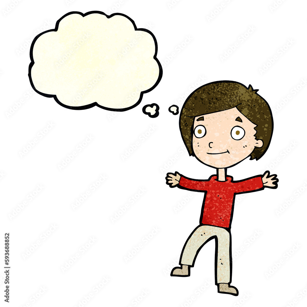 cartoon excited boy with thought bubble cartoon excited boy with thought bubble