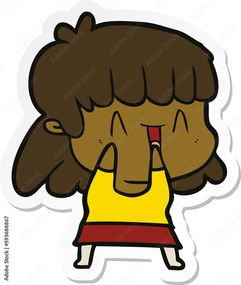 sticker of a cartoon woman