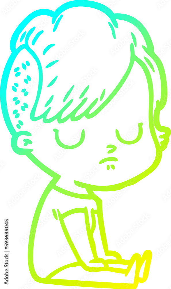cold gradient line drawing cartoon woman cold gradient line drawing cartoon woman