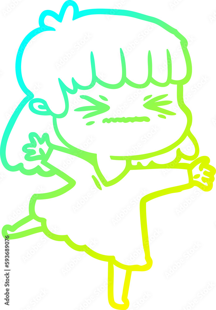 cold gradient line drawing cartoon angry girl cold gradient line drawing cartoon angry girl