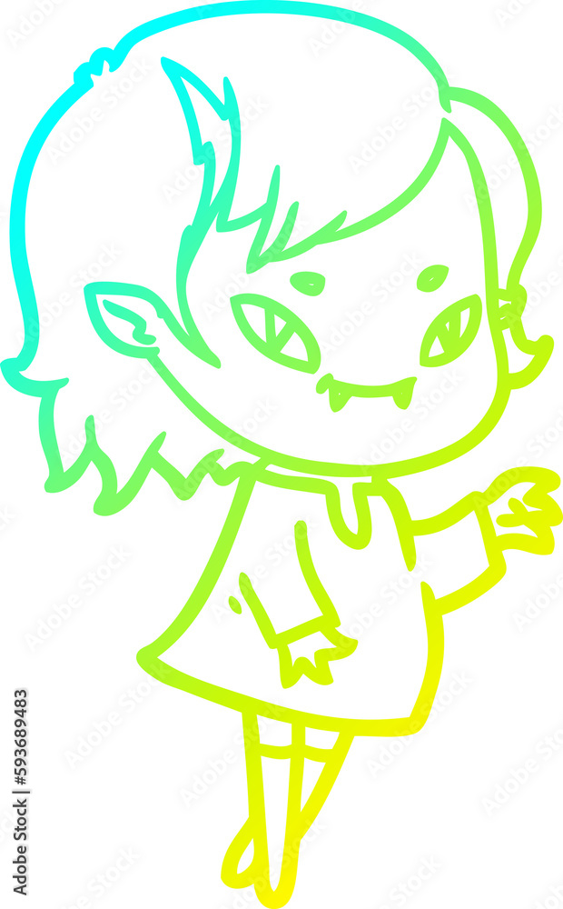 cold gradient line drawing cartoon friendly vampire girl cold gradient line drawing cartoon friendly vampire girl