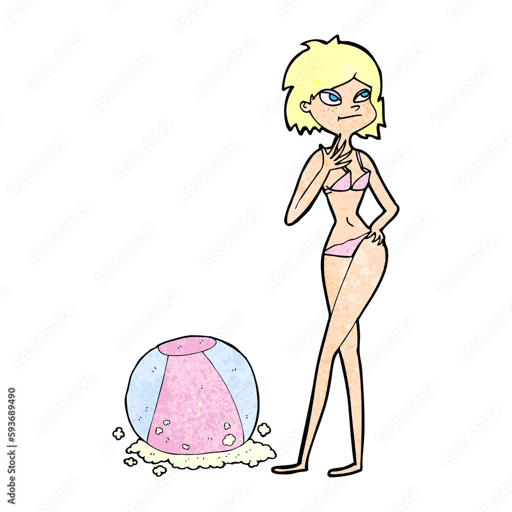 cartoon woman with beachball