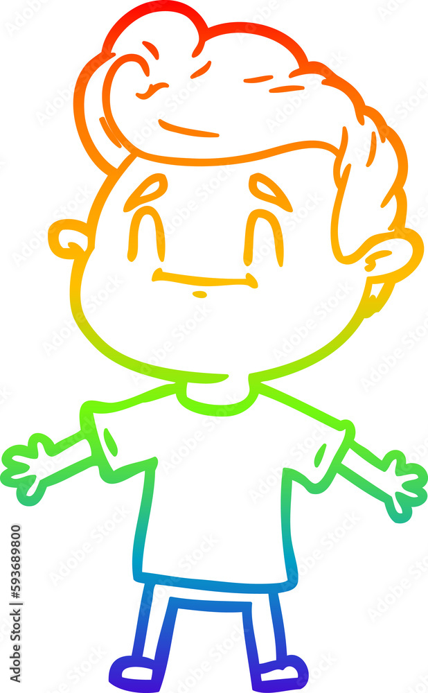 rainbow gradient line drawing happy cartoon man rainbow gradient line drawing happy cartoon man