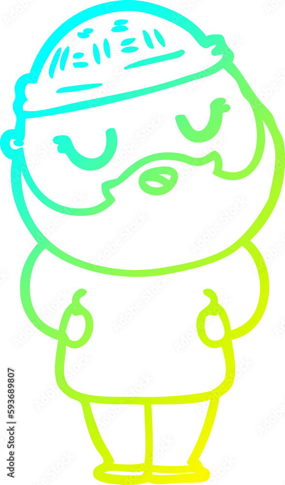 cold gradient line drawing cartoon man with beard cold gradient line drawing cartoon man with beard