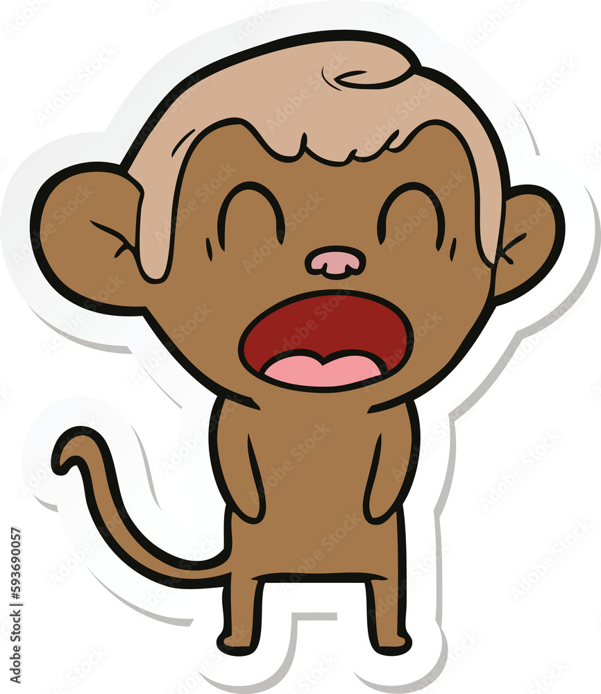 sticker of a yawning cartoon monkey sticker of a yawning cartoon monkey