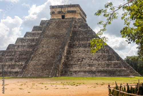 The pyramid of Chichen Itza in Mexico is the famous castle and temple of the Mayan civilization and culture  located in the Yucatan Peninsula.