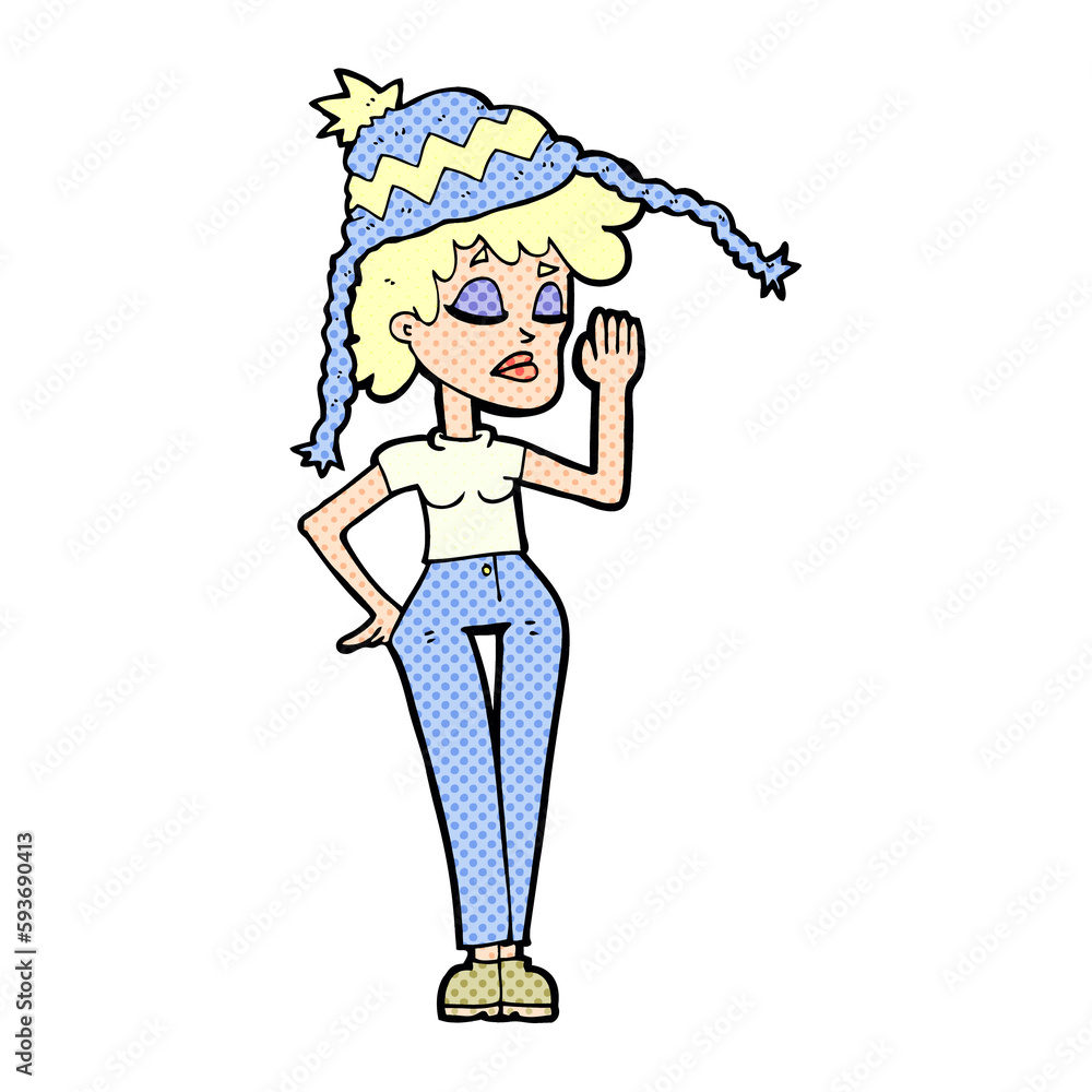 cartoon woman wearing winter hat cartoon woman wearing winter hat