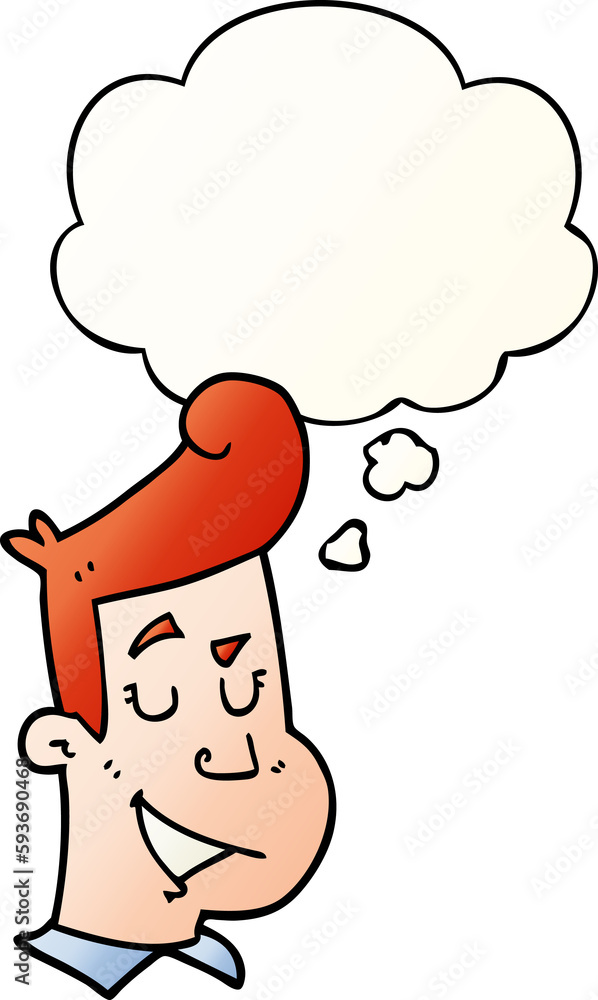 cartoon happy man and thought bubble in smooth gradient style cartoon happy man and thought bubble in smooth gradient style