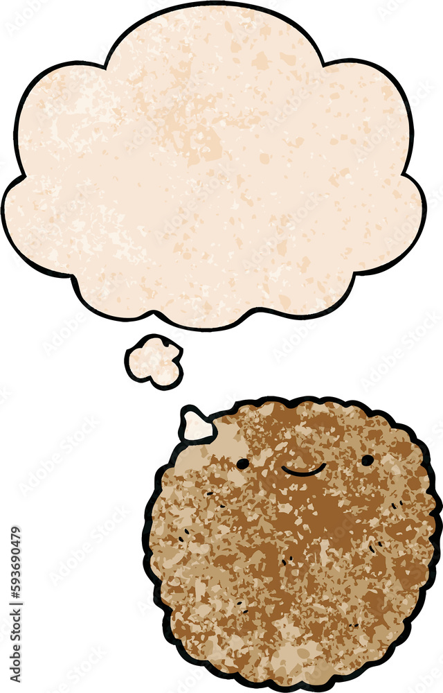 cartoon biscuit and thought bubble in grunge texture pattern style cartoon biscuit and thought bubble in grunge texture pattern style