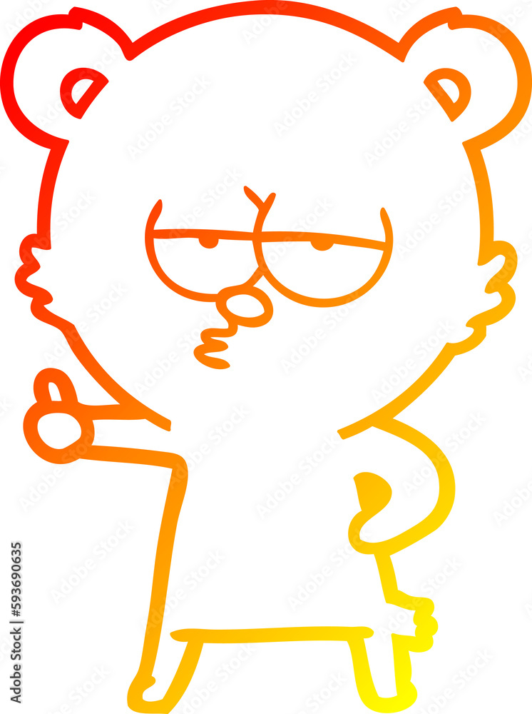warm gradient line drawing bored polar bear cartoon giving thumbs up sign warm gradient line drawing bored polar bear cartoon giving thumbs up sign