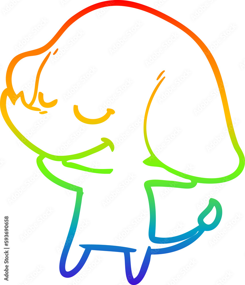 rainbow gradient line drawing cartoon smiling elephant rainbow gradient line drawing cartoon smiling elephant