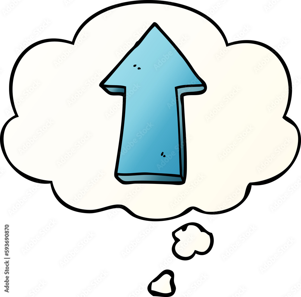 cartoon arrow and thought bubble in smooth gradient style cartoon arrow and thought bubble in smooth gradient style