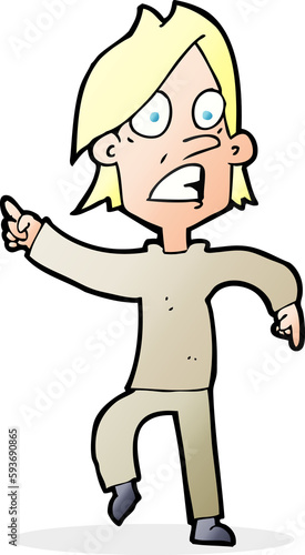 cartoon worried man pointing