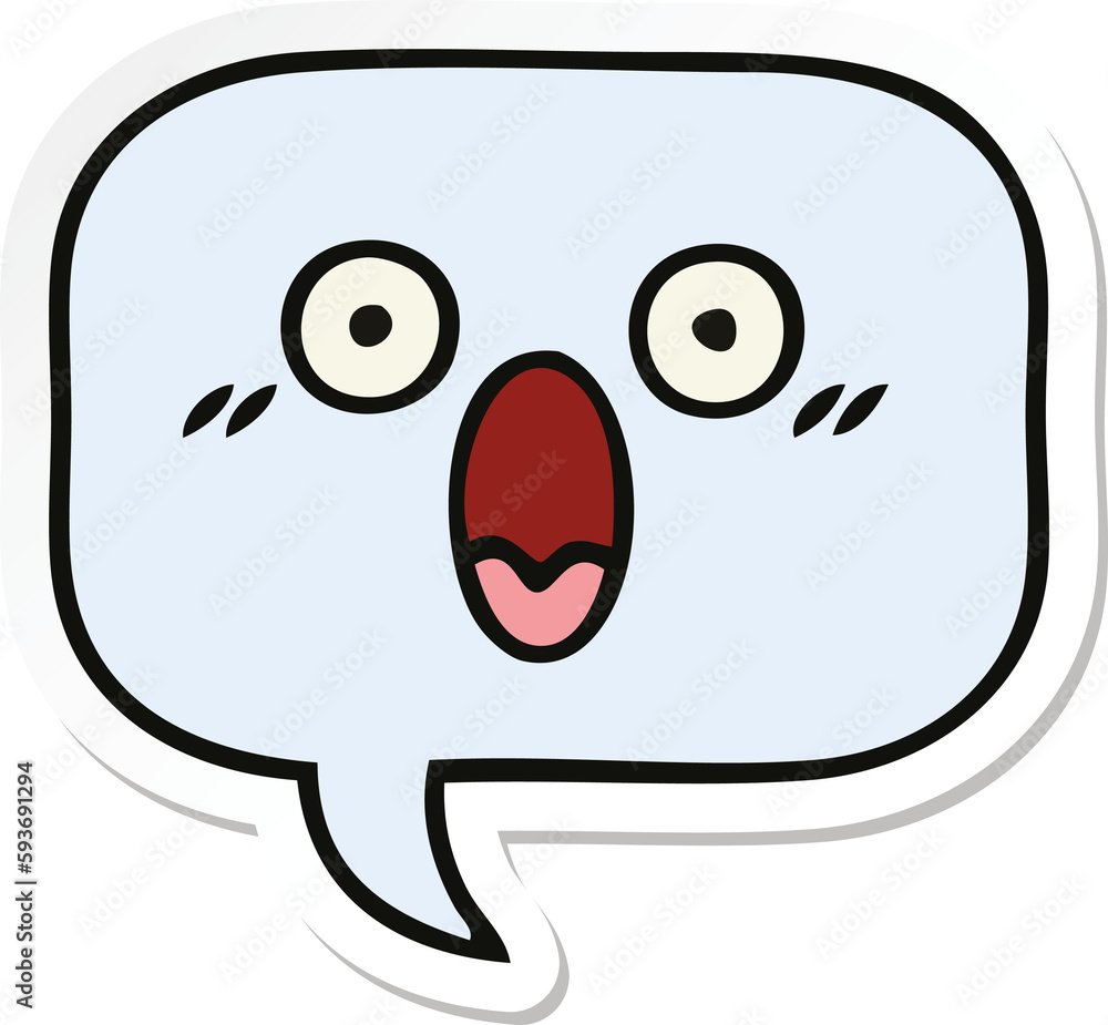 sticker of a cute cartoon speech bubble sticker of a cute cartoon speech bubble