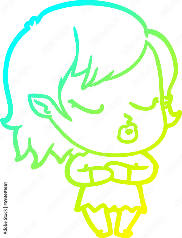 cold gradient line drawing cute cartoon vampire girl cold gradient line drawing cute cartoon vampire girl