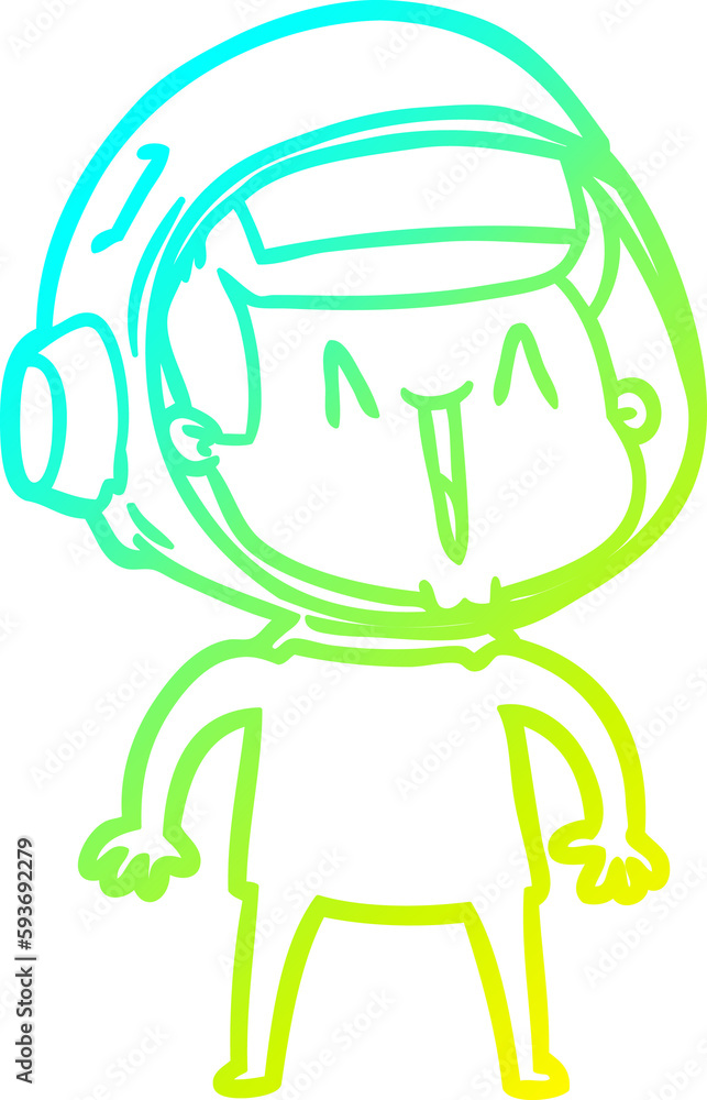 cold gradient line drawing happy cartoon astronaut cold gradient line drawing happy cartoon astronaut
