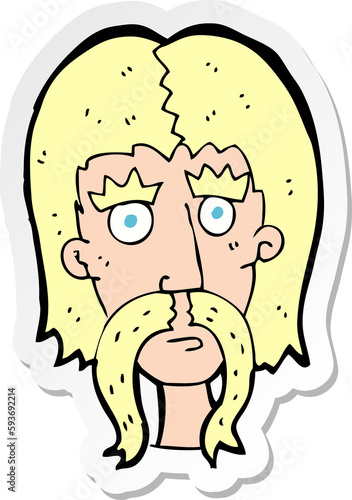 sticker of a cartoon man with long mustache