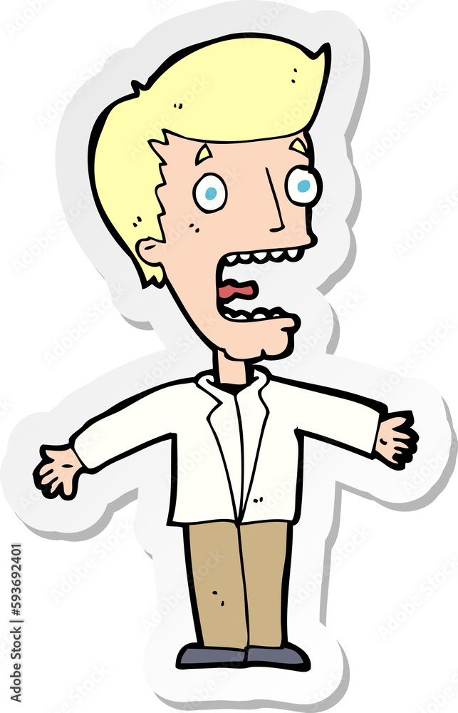 sticker of a cartoon screaming man