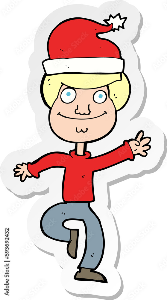 sticker of a cartoon man ready for christmas sticker of a cartoon man ready for christmas
