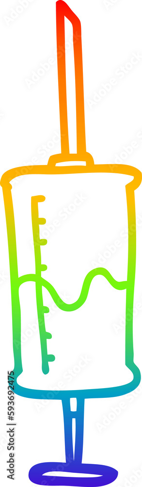 rainbow gradient line drawing cartoon syringe of blood rainbow gradient line drawing cartoon syringe of blood