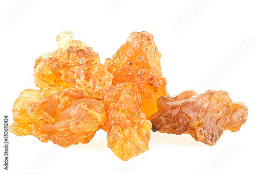 Tableau sur toile Golden frankincense resin isolated on a white background, macro