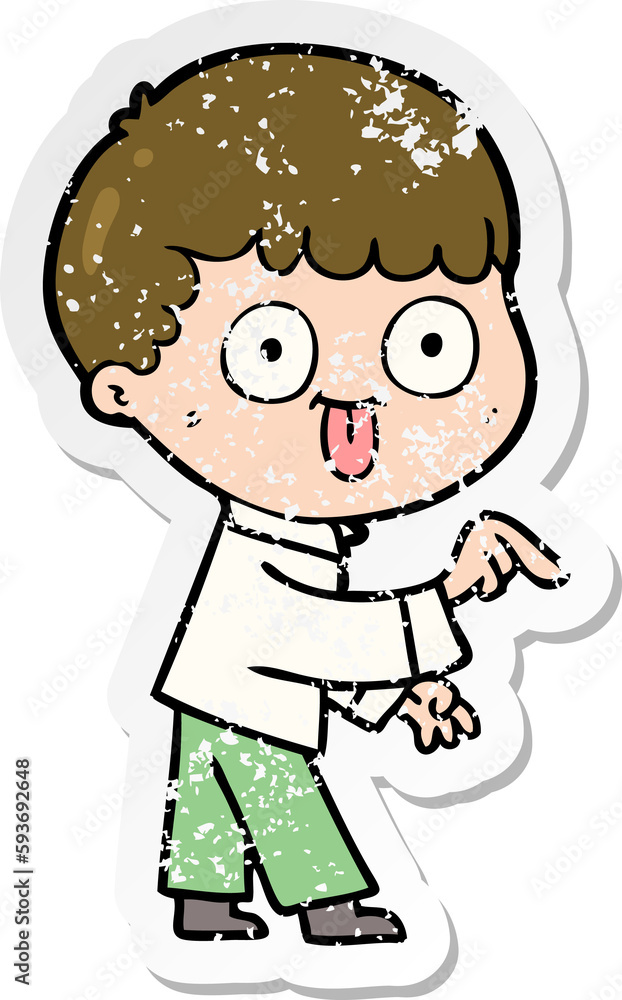 distressed sticker of a cartoon man staring distressed sticker of a cartoon man staring