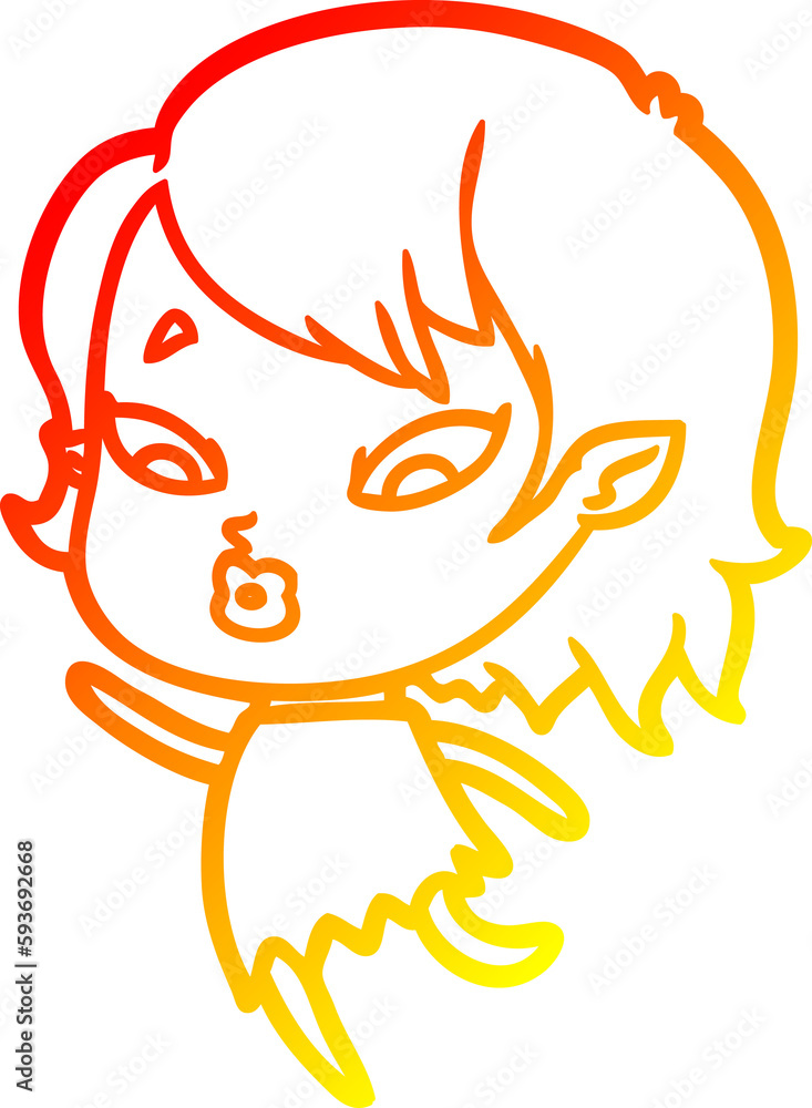 warm gradient line drawing cute cartoon vampire girl warm gradient line drawing cute cartoon vampire girl