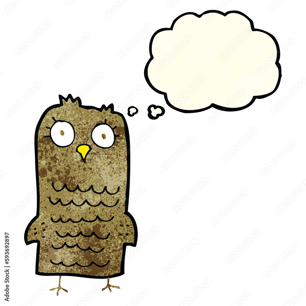 cartoon owl with thought bubble cartoon owl with thought bubble