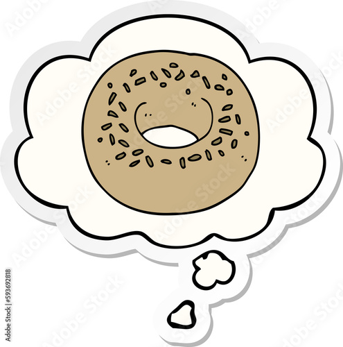 cartoon donut and thought bubble as a printed sticker