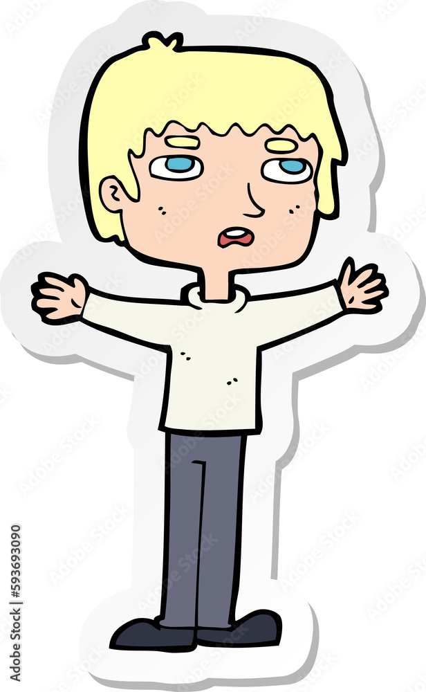 sticker of a cartoon nervous man sticker of a cartoon nervous man