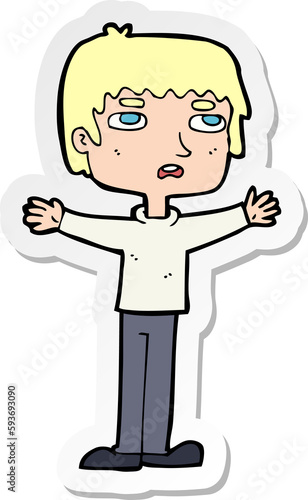 sticker of a cartoon nervous man