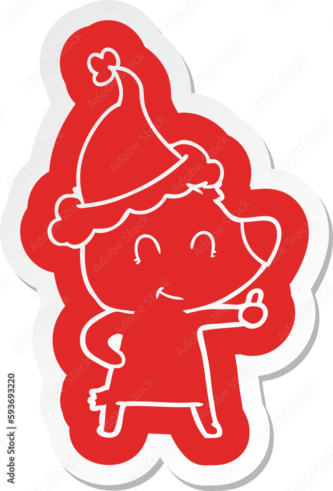 female bear cartoon sticker of a wearing santa hat female bear cartoon sticker of a wearing santa hat