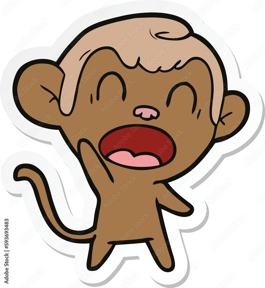 sticker of a shouting cartoon monkey sticker of a shouting cartoon monkey
