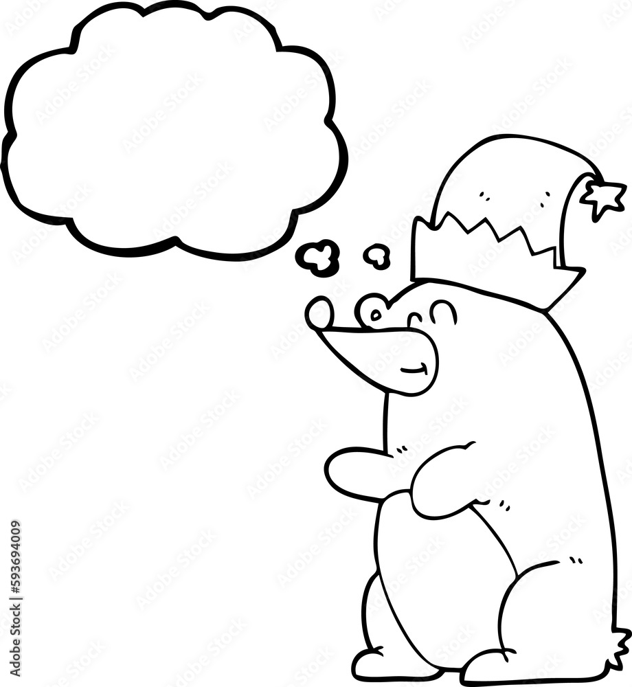thought bubble cartoon bear wearing christmas hat thought bubble cartoon bear wearing christmas hat
