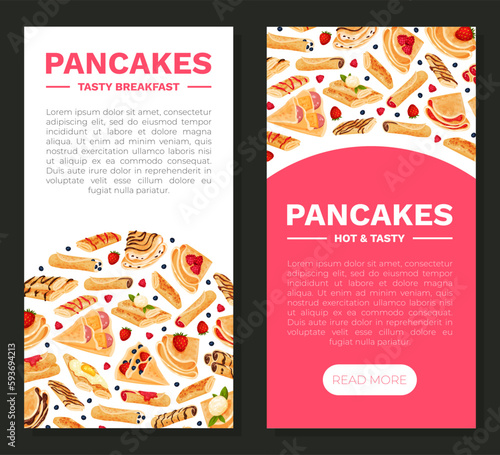 Sweet Crepe or Pancake Food Banner Design Vector Template