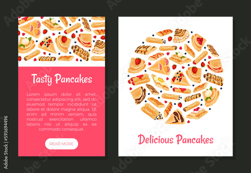 Sweet Crepe or Pancake Food Banner Design Vector Template