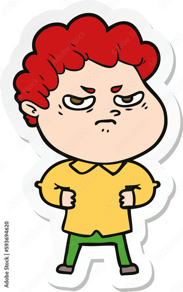 sticker of a cartoon angry man sticker of a cartoon angry man