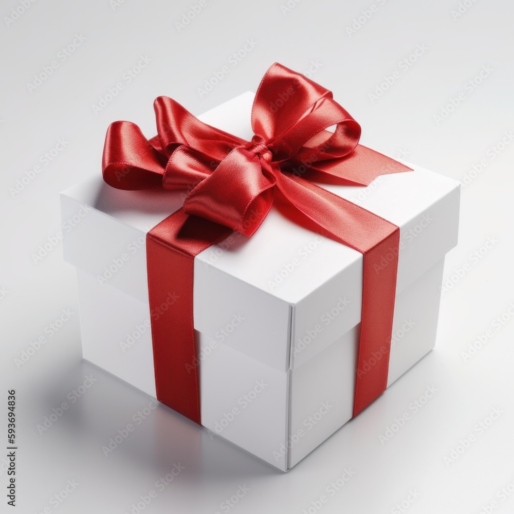 Obraz premium gift box with red bow isolated, generative ai
