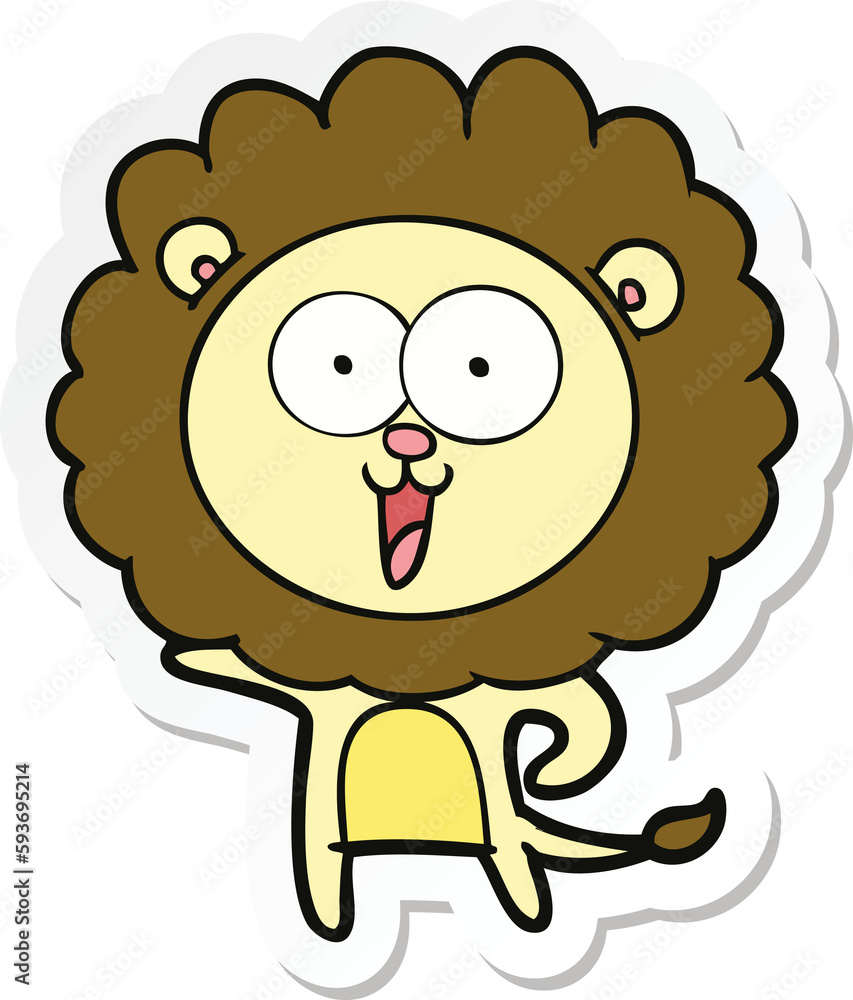 sticker of a happy cartoon lion sticker of a happy cartoon lion