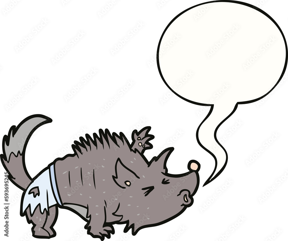 cartoon halloween werewolf and speech bubble cartoon halloween werewolf and speech bubble