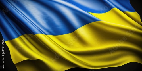 close-up of colored ukraine flag, generative ia