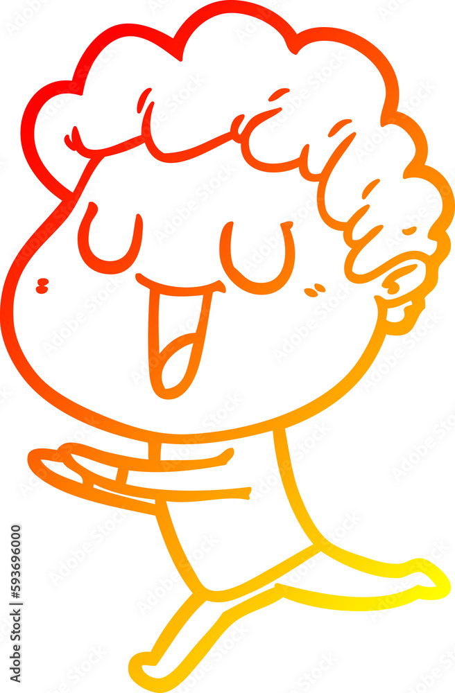 warm gradient line drawing laughing cartoon man running warm gradient line drawing laughing cartoon man running