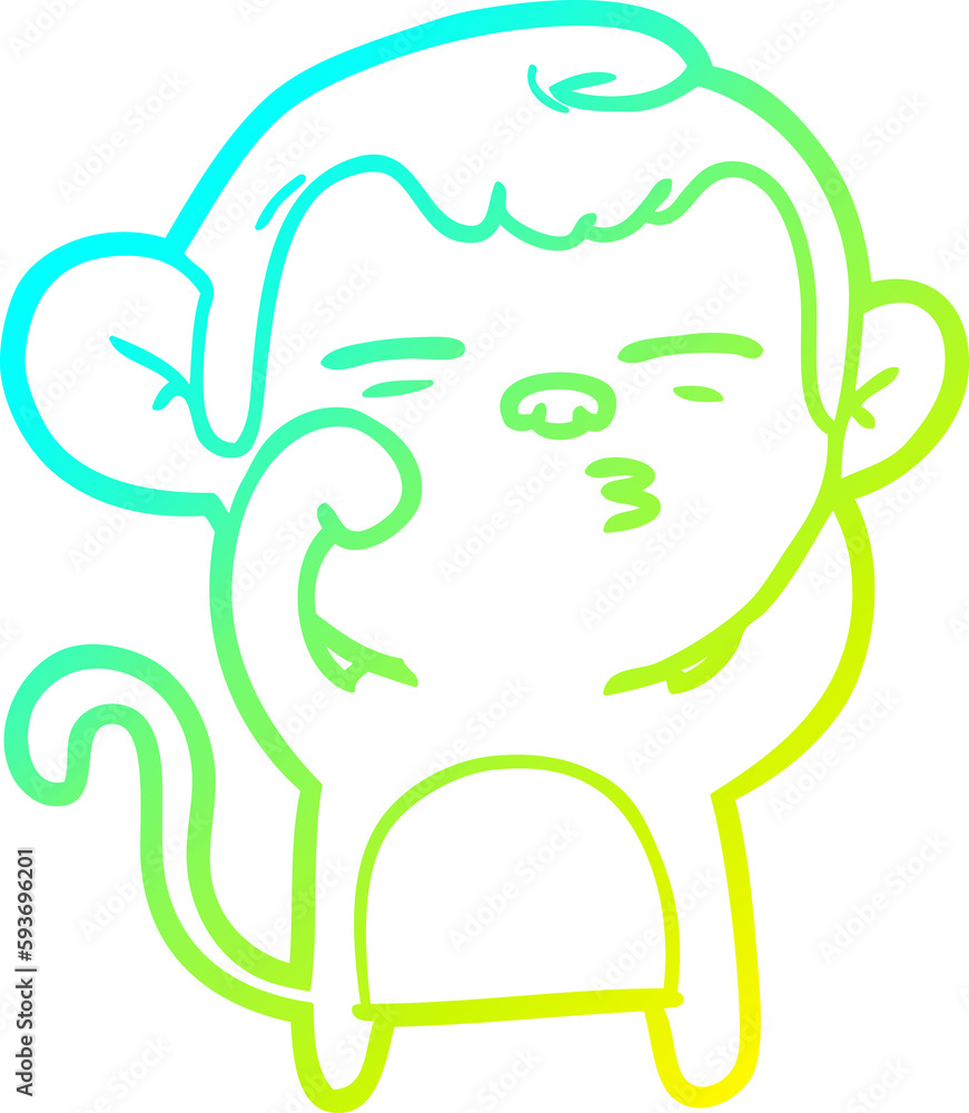Obraz premium cold gradient line drawing cartoon suspicious monkey