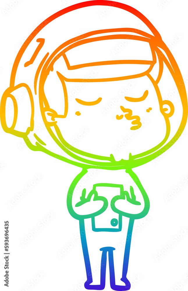 rainbow gradient line drawing cartoon confident astronaut rainbow gradient line drawing cartoon confident astronaut