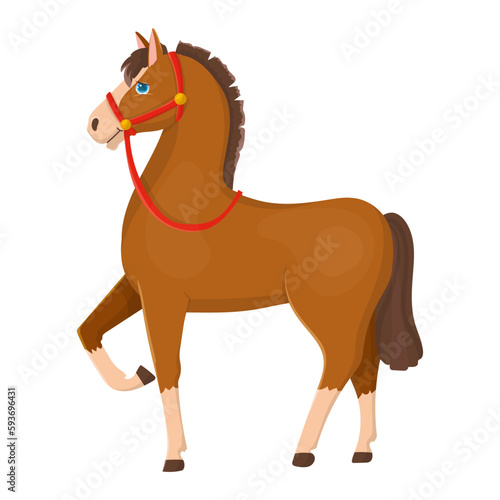 Horse in cartoon style. Foal. Pony. Livestock  animal  Farming. Farm. Vector illustration isolated on white background.