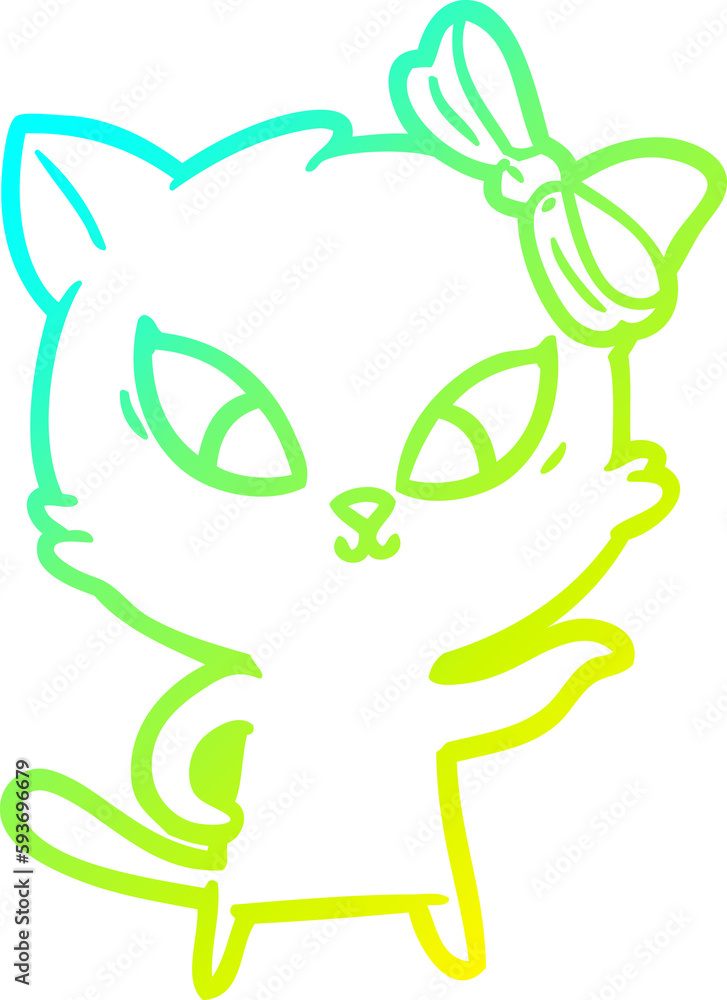 cold gradient line drawing cartoon cat cold gradient line drawing cartoon cat